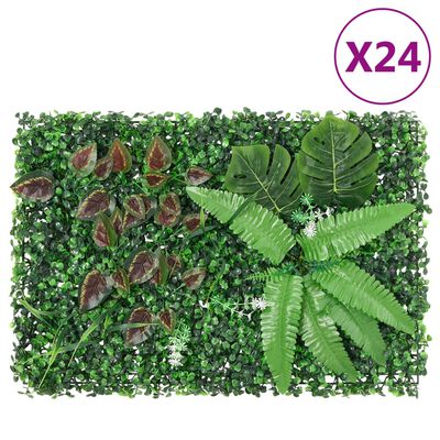  vidaXL Clôture à plantes artificielles 24 pcs vert 40x60 cm