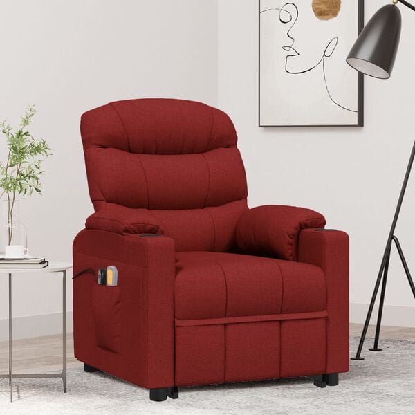 vidaXL Fauteuil de massage Rouge bordeaux Tissu