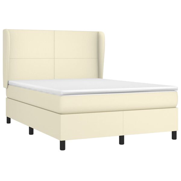 vidaXL Sommier &agrave; lattes de lit avec matelas Cr&egrave;me 140x190cm Similicuir