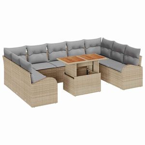 vidaXL Ensemble de canap&eacute; de jardin 10 pcs beige et gris clair