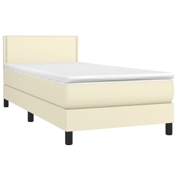 vidaXL Sommier &agrave; lattes de lit avec matelas et LED Cr&egrave;me 100x200 cm