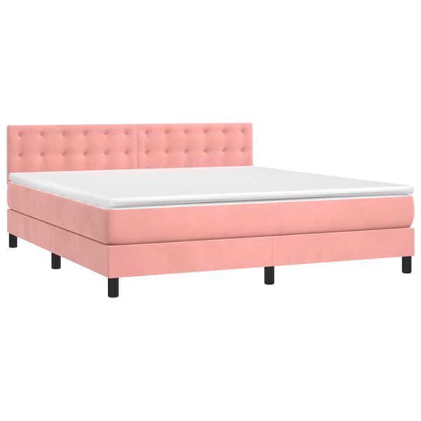 vidaXL Sommier &agrave; lattes de lit avec matelas Rose 180x200 cm Velours