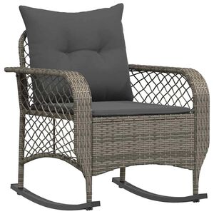 vidaXL Chaise &agrave; bascule de jardin avec coussins gris r&eacute;sine tress&eacute;e