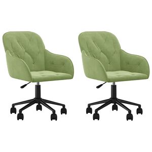 vidaXL Chaises pivotantes &agrave; manger lot de 2 Vert clair Velours