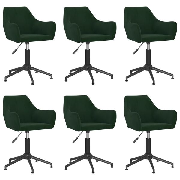 vidaXL Chaises pivotantes &agrave; manger lot de 6 vert fonc&eacute; velours