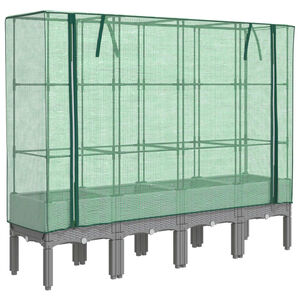 vidaXL Jardini&egrave;re sur&eacute;lev&eacute;e avec housse aspect rotin 160x40x140 cm