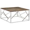 vidaXL Table basse argent&eacute; acier inoxydable/bois massif r&eacute;cup&eacute;ration