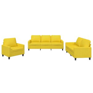 vidaXL Ensemble de canap&eacute;s 3 pcs avec coussins Jaune clair Tissu