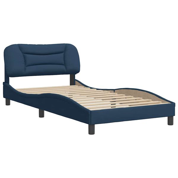 vidaXL Cadre de lit sans matelas Hvar bleu 100x200 cm tissu