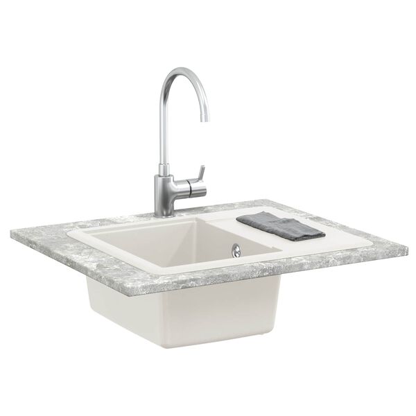 vidaXL &Eacute;vier Blanc 560 x 460 mm 80% Quartz et 20% R&eacute;sine