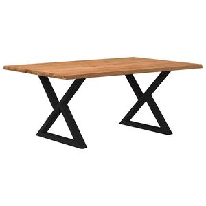 vidaXL Table &agrave; manger avec bord vivant 180x100x74 cm bois massif ch&ecirc;ne
