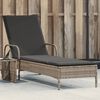 vidaXL Chaise longue avec roues et coussin gris r&eacute;sine tress&eacute;e