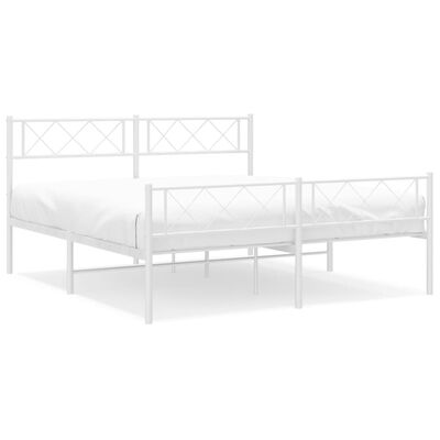 vidaXL Cadre de lit métal sans matelas et pied de lit blanc 140x200 cm