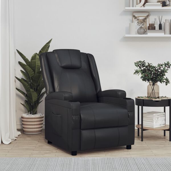 vidaXL Fauteuil inclinable Noir Similicuir