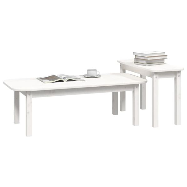 vidaXL Ensemble de tables basses 2 pcs Blanc Bois massif de pin