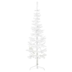 vidaXL Demi sapin de No&euml;l artificiel mince avec support Blanc 120 cm
