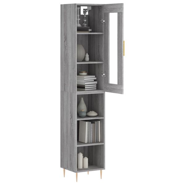 vidaXL Buffet haut Sonoma gris 34,5x34x180 cm Bois d'ing&eacute;nierie