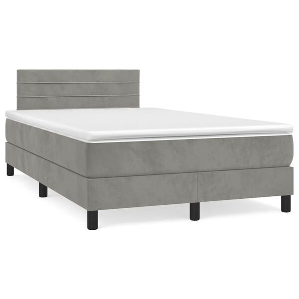 vidaXL Sommier &agrave; lattes de lit et matelas gris clair 120x190cm velours