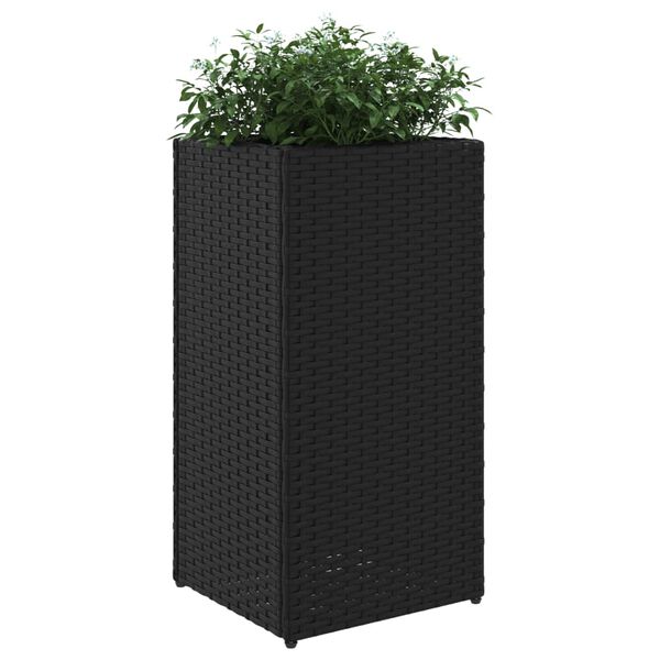 vidaXL Jardini&egrave;res 2 pcs noir 30x30x60 cm r&eacute;sine tress&eacute;e