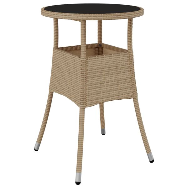vidaXL Ensemble à manger de jardin et coussins 3 pcs beige rotin verre