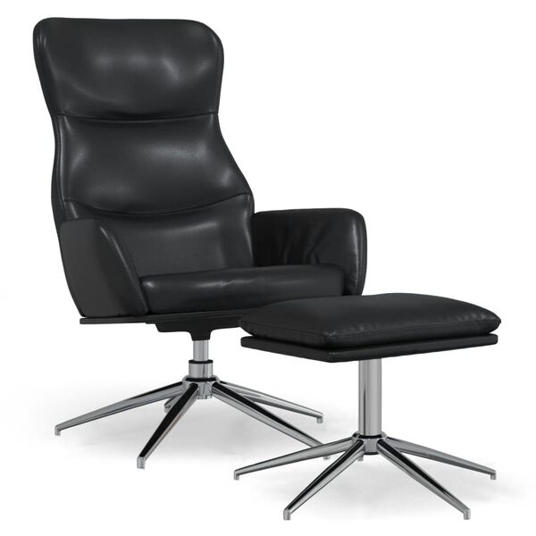 vidaXL Chaise de relaxation avec tabouret Noir brillant Similicuir