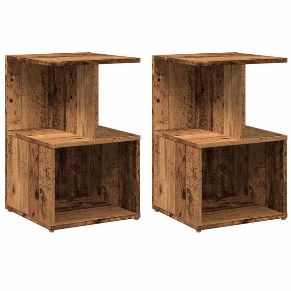 vidaXL Tables de chevet 2 pcs vieux bois 35x35x55 cm bois d'ing&eacute;nierie