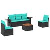vidaXL Ensemble de canap&eacute; de jardin 6 pcs avec coussins noir r&eacute;sine tress&eacute;e