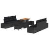 vidaXL Ensemble de canap&eacute; de jardin 9 pc Noir polyrotin