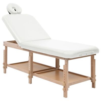 vidaXL Table de massage à 2 zones Blanc Similicuir