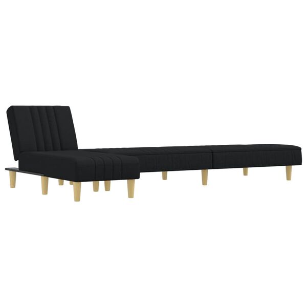 vidaXL Canap&eacute;-lit en forme de L noir 255x140x70 cm tissu
