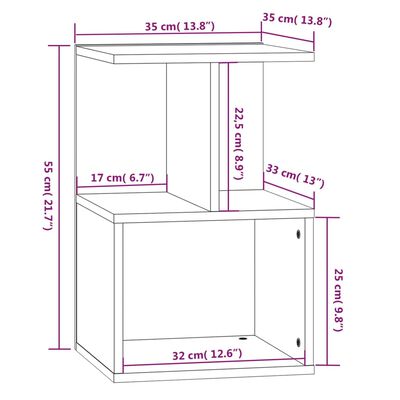 vidaXL Table de chevet Sonoma gris 35x35x55 cm Bois d'ingénierie