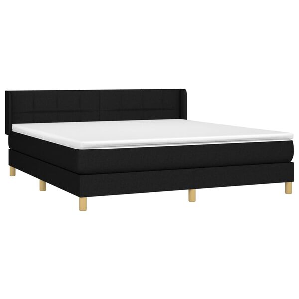 vidaXL Sommier &agrave; lattes de lit avec matelas Noir 180x200 cm Tissu