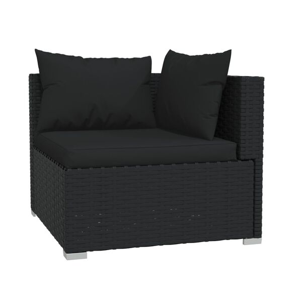 vidaXL Salon de jardin 6 pcs avec coussins R&eacute;sine tress&eacute;e Noir