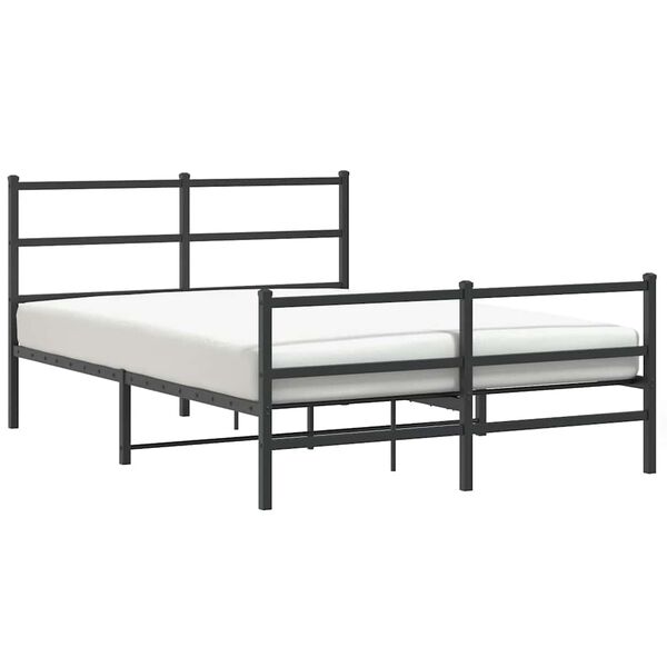 vidaXL Cadre de lit m&eacute;tal sans matelas avec pied de lit noir 140x200cm
