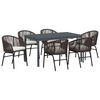 vidaXL Ensemble de salle &agrave; manger pour jardin 7 pc Marron polyrotin