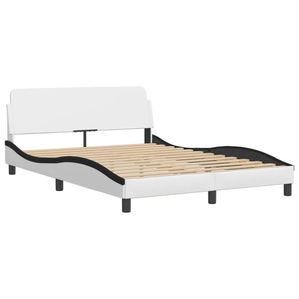 vidaXL Lit Viana avec matelas blanc et noir 140x190 cm similicuir