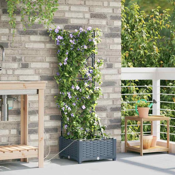 vidaXL Cache-pot de jardin Gris Clair 40 x 40 x 126 cm Acier