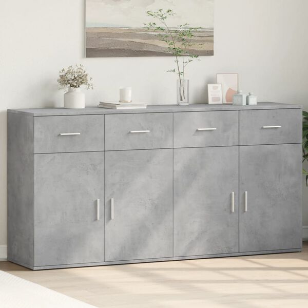 vidaXL Buffets 2 pcs gris béton 79x38x80 cm bois d'ingénierie