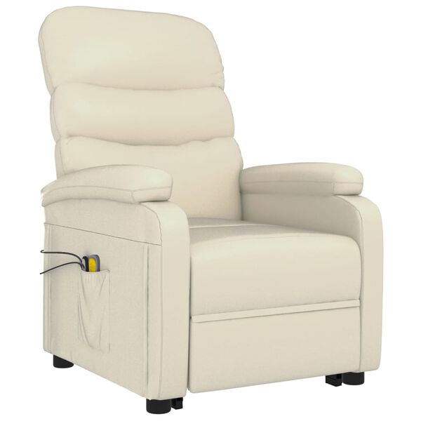 vidaXL Fauteuil de massage Blanc cr&egrave;me Similicuir