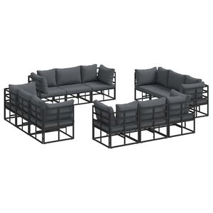 vidaXL Ensemble de canap&eacute; de jardin 12 pc Noir M&eacute;tal