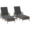vidaXL Transat 3 pcs Gris et Gris fonc&eacute; 55 x 200 x 92 cm polyrotin