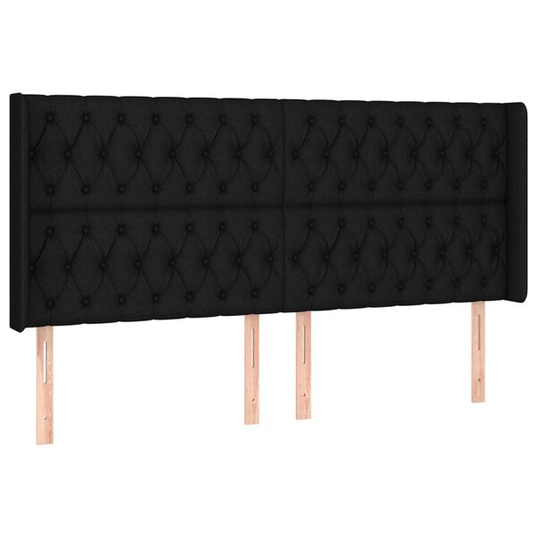 vidaXL T&ecirc;te de lit &agrave; LED Noir 203x16x118/128 cm Tissu