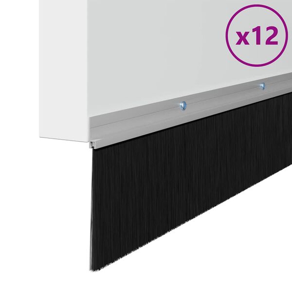 vidaXL Brosses d'&eacute;tanch&eacute;it&eacute; pour porte &agrave; visser 12 pcs Argent 100 cm