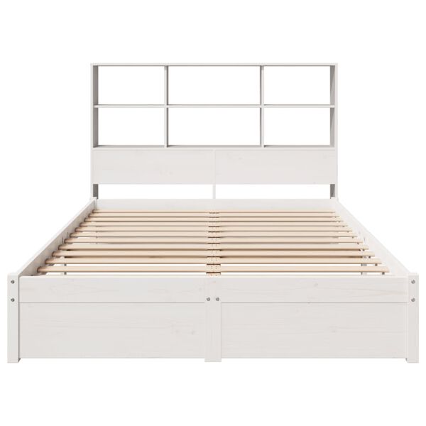 vidaXL Lit bibliothèque sans matelas blanc 140x190 cm bois pin massif