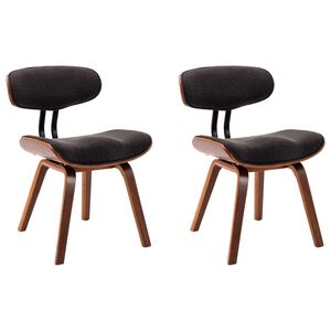 vidaXL Chaises &agrave; manger lot de 2 gris bois courb&eacute; et tissu