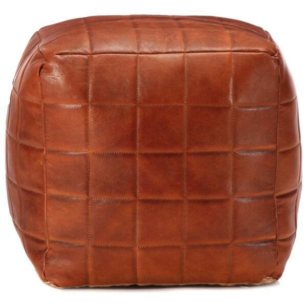 vidaXL Pouf 40 x 40 x 40 cm Brun roux Cuir véritable de chèvre