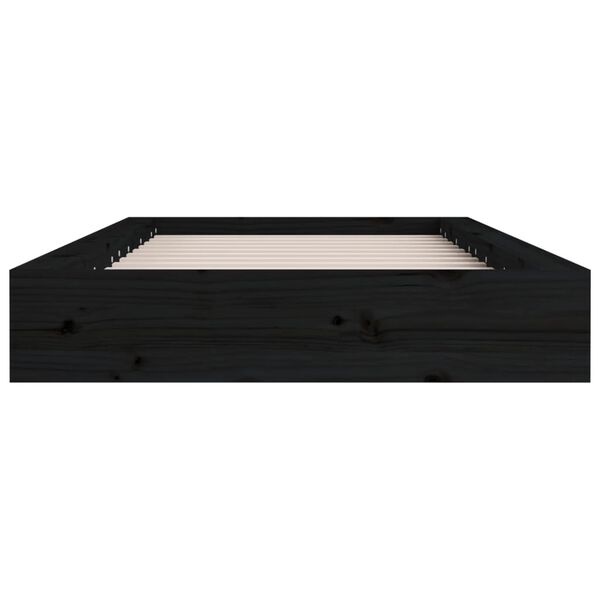 vidaXL Cadre de lit sans matelas noir 135x190 cm bois massif