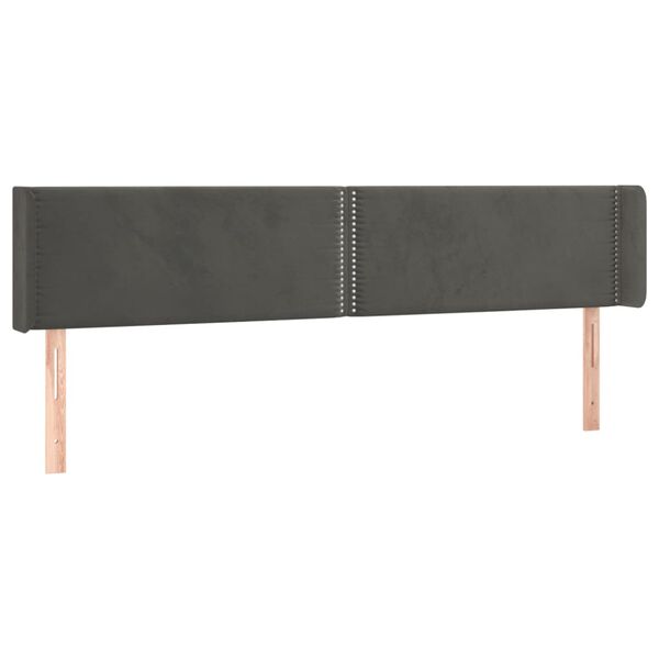 vidaXL T&ecirc;te de lit avec oreilles Gris fonc&eacute; 183x16x78/88 cm Velours