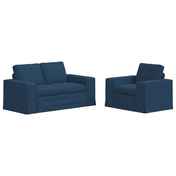 vidaXL Canap&eacute; 120cm 2 pcs Bleu M&eacute;tал