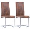 vidaXL Chaises à manger cantilever lot de 2 marron similicuir daim